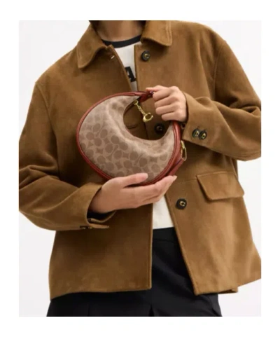 Coach Coated Canvas Signature Jonie Bag 22 In Brown