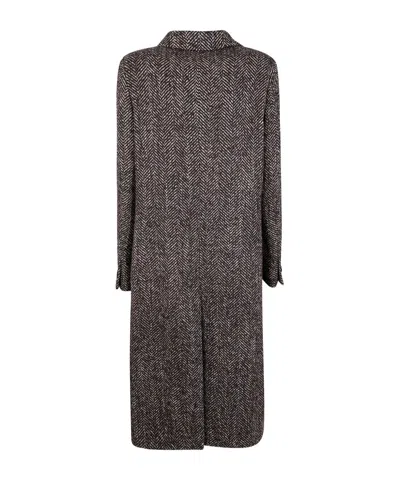 Tagliatore Herringbone Long Sleeve Coat Side Pockets In Gray