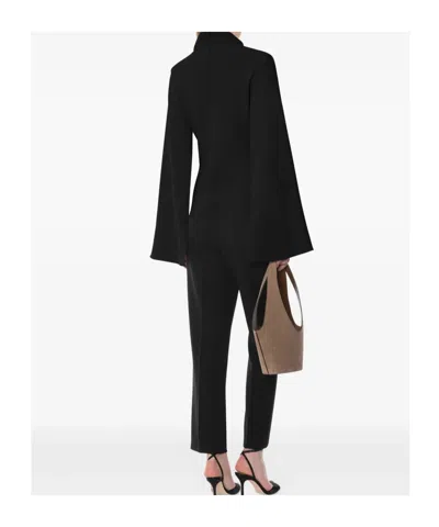 Alberta Ferretti High-neck Cape-sleeved Top In Black