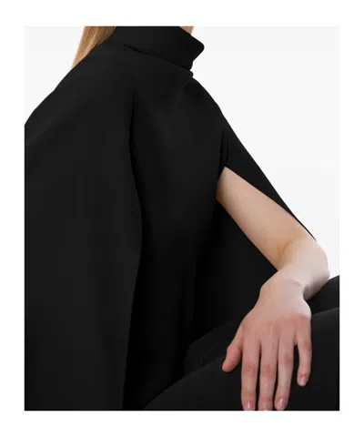Alberta Ferretti High-neck Cape-sleeved Top In Black