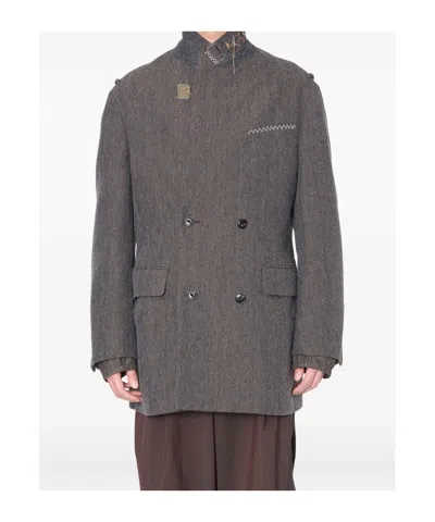 Kolor Herringbone Double-breasted Coat In Multi