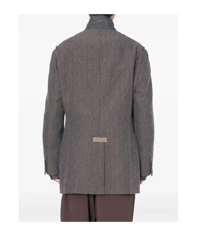 Kolor Herringbone Double-breasted Coat In Multi