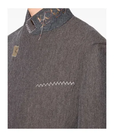 Kolor Herringbone Double-breasted Coat In Multi