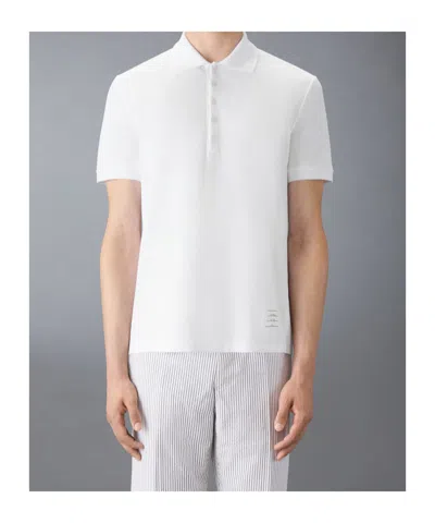 Thom Browne Cotton Polo Shirt Featuring Point Collar And Short Sleeves In White