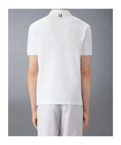 Thom Browne Cotton Polo Shirt Featuring Point Collar And Short Sleeves In White
