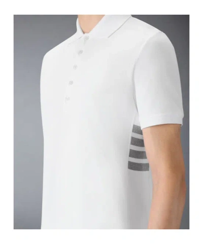 Thom Browne Cotton Polo Shirt Featuring Point Collar And Short Sleeves In White