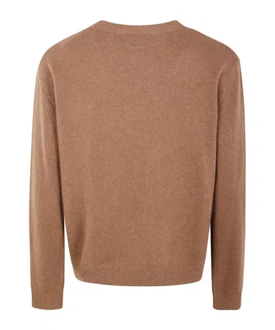 Marni Ribbed Cuff Crew Neck Knit Sweater In Brown