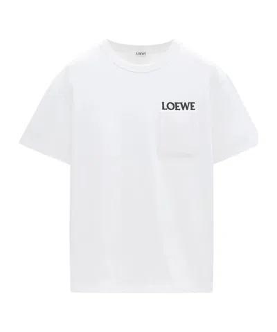 Loewe Logo-embroidered Cotton-blend Jersey T-shirt In White
