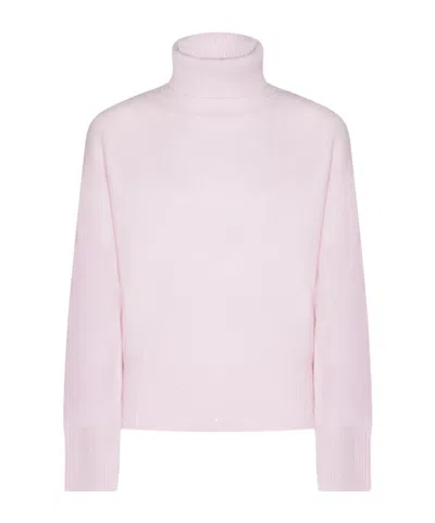 Fabiana Filippi Ribbed Turtleneck Knit Sweater Featuring Cuffs In Pink