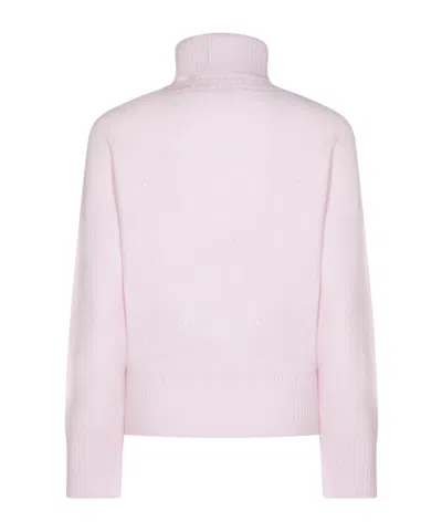 Fabiana Filippi Ribbed Turtleneck Knit Sweater Featuring Cuffs In Pink