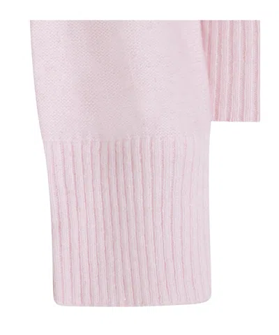 Fabiana Filippi Ribbed Turtleneck Knit Sweater Featuring Cuffs In Pink