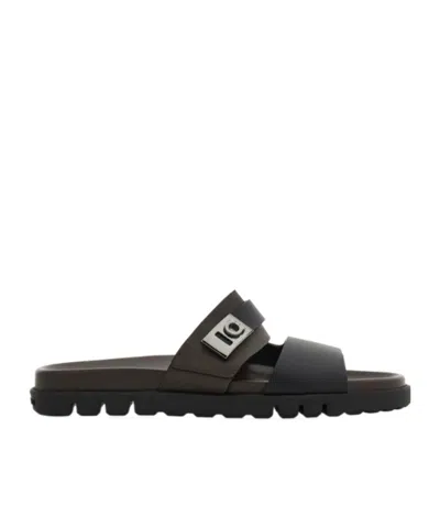 Ferragamo Chunky Sandal With Hug Buckle In Black