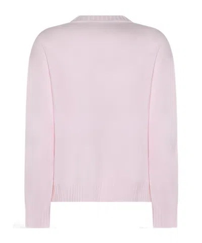Fabiana Filippi Long Sleeve Crew Neck Knitwear Top In Pink
