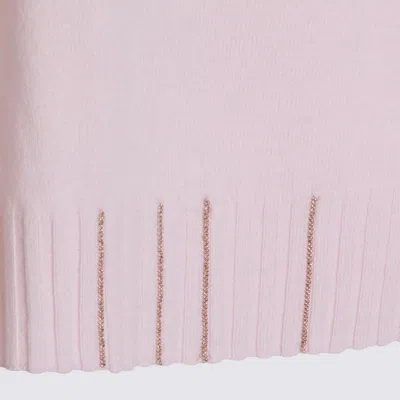 Fabiana Filippi Long Sleeve Crew Neck Knitwear Top In Pink