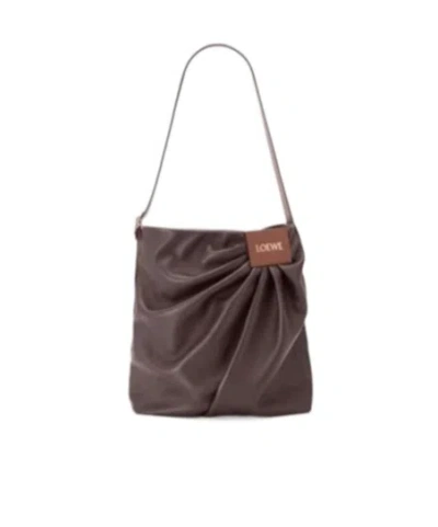 Loewe Womens Dark Chestnut Draped Leather Tote Bag In Brown