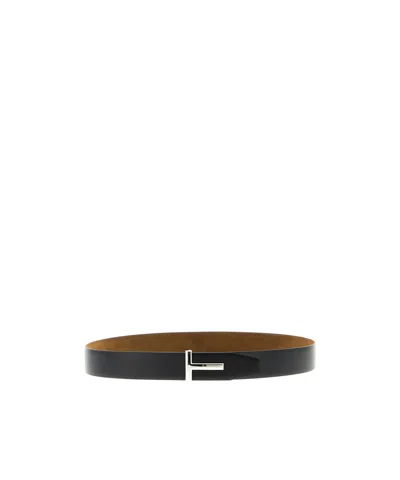 Tom Ford Logo Buckle Reversible Belt Belts Multicolor In Brown