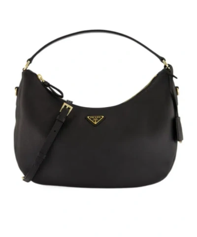 Prada Curved Silhouette Handbag Gold-tone Hardware In Black