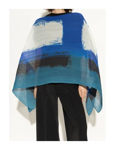 Issey Miyake Pleated Abstract-print Top In Multi