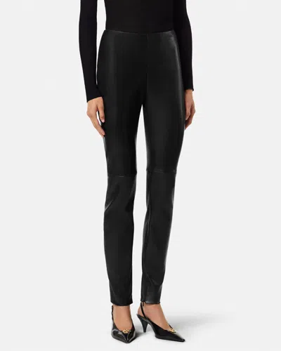 Versace Leather Panel Trousers In Black