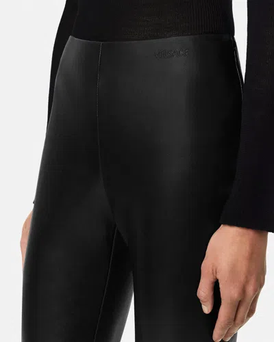 Versace Leather Panel Trousers In Black