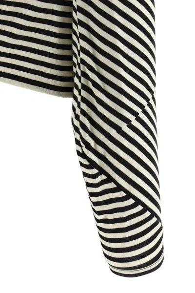 Junya Watanabe Asymmetric Striped Long Sleeve Cropped Sweater In Multi