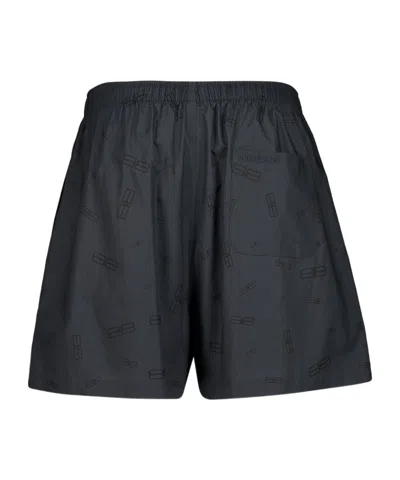 Balenciaga Cotton Pyjama Shorts In Gray