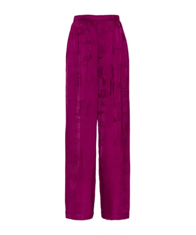 Balenciaga Elastic Waist Wide-leg Pants In Pink