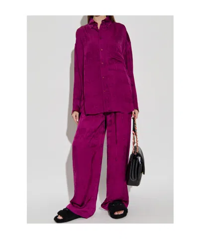 Balenciaga Elastic Waist Wide-leg Pants In Pink