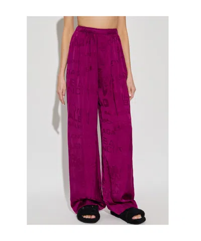 Balenciaga Elastic Waist Wide-leg Pants In Pink
