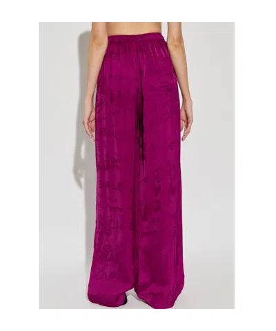 Balenciaga Elastic Waist Wide-leg Pants In Pink
