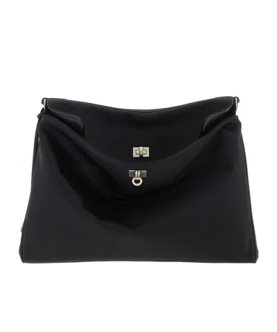 Balenciaga Medium Handbag With Top Handle And Metallic Hardware In Black