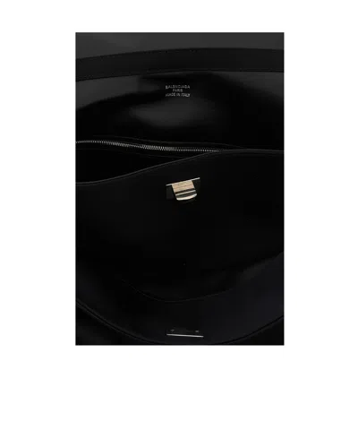 Balenciaga Medium Handbag With Top Handle And Metallic Hardware In Black