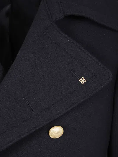 Tagliatore Double-breasted Coat Gold Buttons In Black