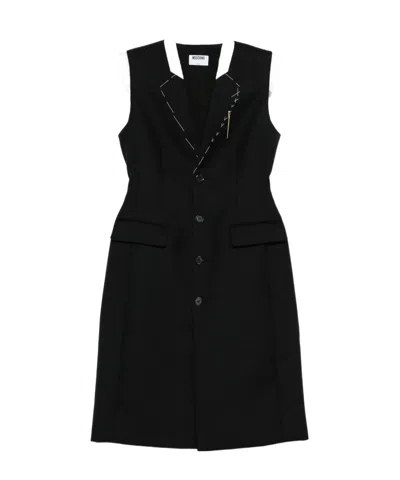 Moschino Stylish Sleeveless Dress Featuring Flap Pockets In Black