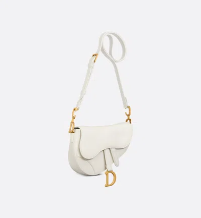 Dior Mini Soft Saddle Bag In White