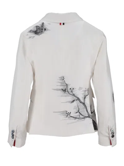 Thom Browne Long-sleeved Suit Jacket In White