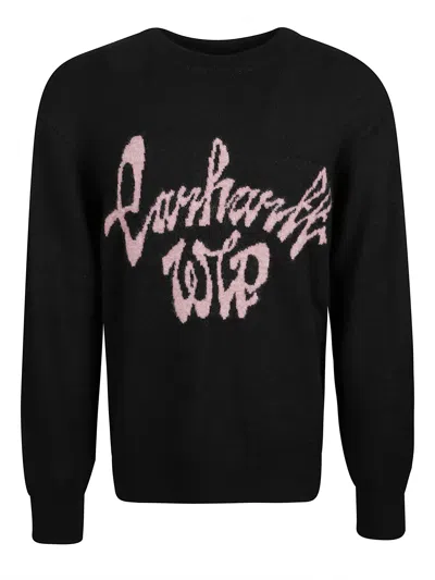 Carhartt Long Sleeve Crew Neck Sweater With Ribbed Cuffs In Black