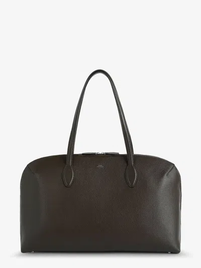 Totême Leather Handbag With Engraved Logo On The Front In Brown