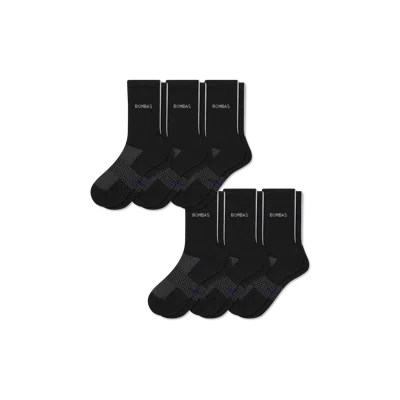 Bombas Lightweight Athletic Half Calf Sock 6-pack In Black