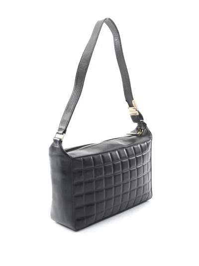 Pre-owned Chanel 2002-2003 Quilted Lambskin Chocolate Bar Shoulder Bag In Black