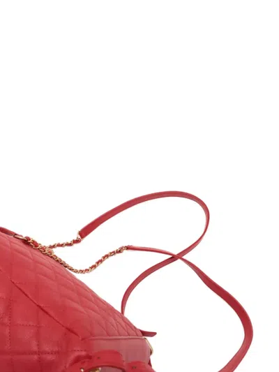 Pre-owned Chanel 2018 Quilted Caviar Cc Filigree Backpack In Red