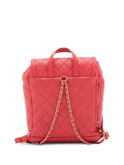 Pre-owned Chanel 2018 Quilted Caviar Cc Filigree Backpack In Red