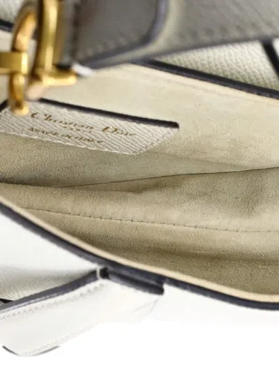 Pre-owned Dior Saddle Handbag Leather Mini Shoulder Bag In White