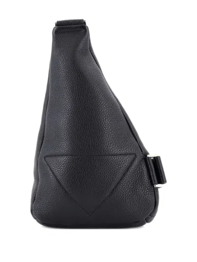 Pre-owned Prada Triangle Logo Sling Bag Leather Backpack In Black