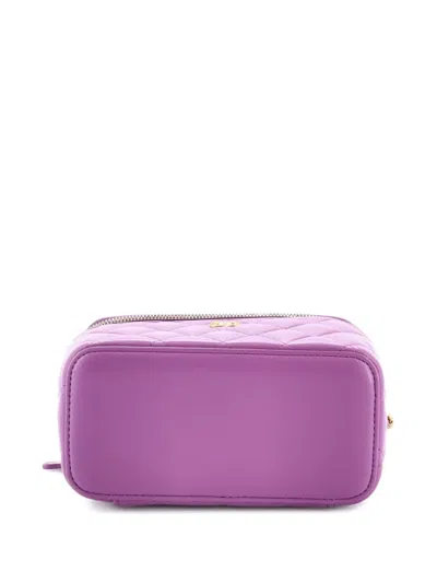 Pre-owned Chanel Pearl Crush Vanity Case With Chain Quilted Lambskin Small Clutch Bag In Purple