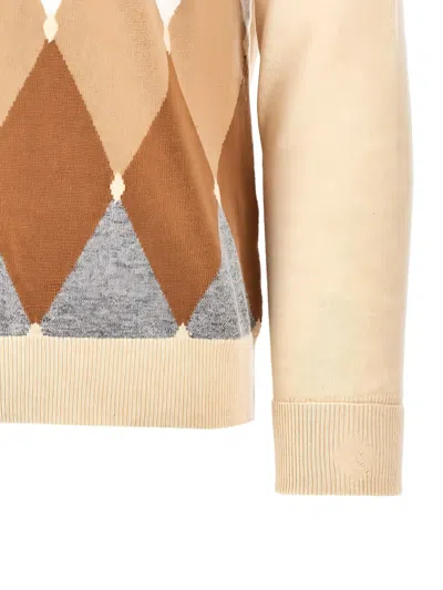 Ballantyne Argyle-pattern V-neck Sweater In Neutral