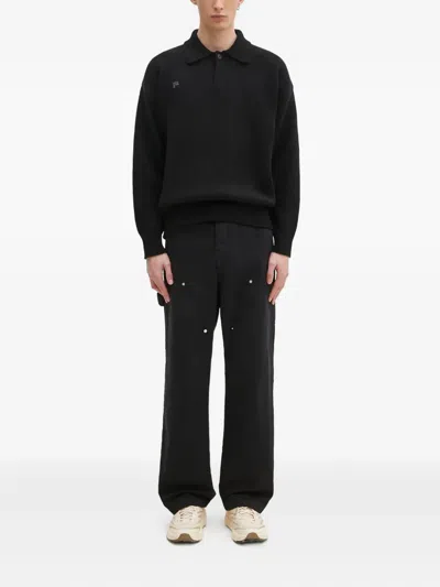 Wood Wood Rivet-detail Straight Trousers In Black