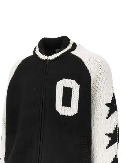 Obey Star-detail Zip-up Cardigan In Black