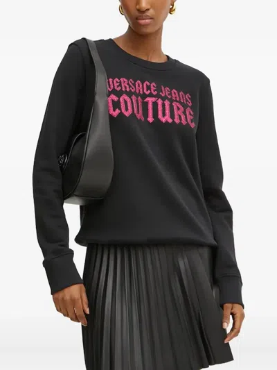 Versace Jeans Couture Logo Crew-neck Sweatshirt In Black