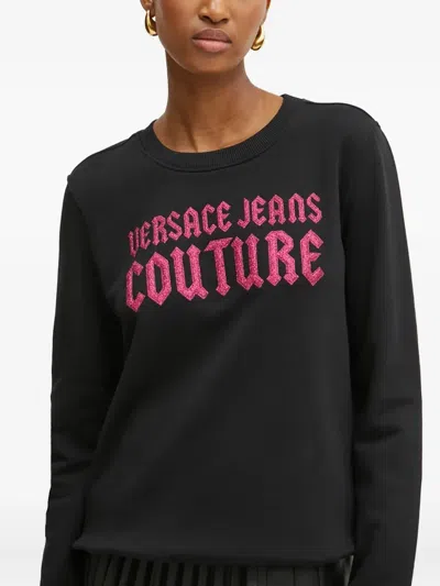 Versace Jeans Couture Logo Crew-neck Sweatshirt In Black